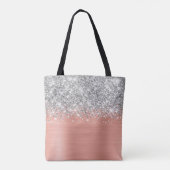 Silver Glitzer Pink Peach Glam Name Tasche (Rückseite)