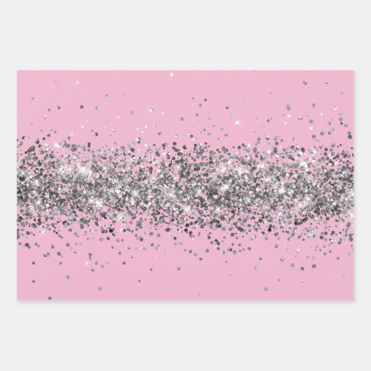 Silver Glitzer Pink Silver Arrow Silver Archs Geschenkpapier Set (Vorderseite)