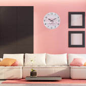 Silver Glitzer Pink Staub Metal Namensschrift Große Wanduhr