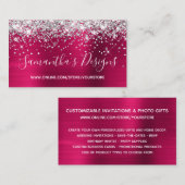Silver Glitzer Pink Wine Foil Online Store Visitenkarte (Vorne/Hinten)