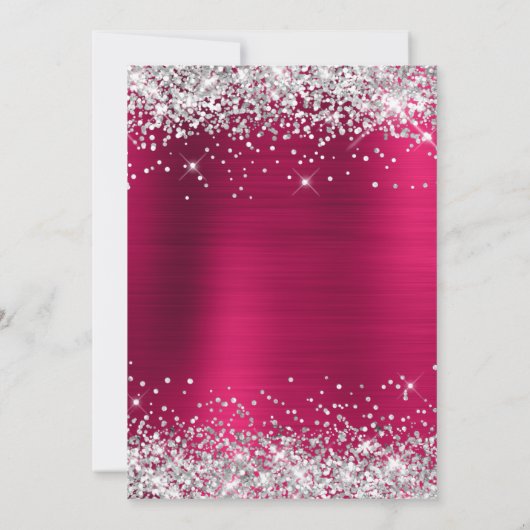 Silver Glitzer Pink Wine Ombre Foil Birthday Einladung (Rückseite)