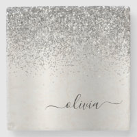 Silver Glitzer Pinsel Girl Monogram Name