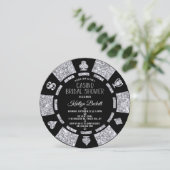 Silver Glitzer Poker Chip Casino Brautparty Einladung (Stehend Vorderseite)