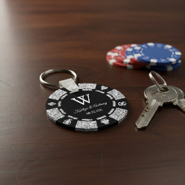 Silver Glitzer Poker Chip Casino Gastgeschenk Hoch Schlüsselanhänger