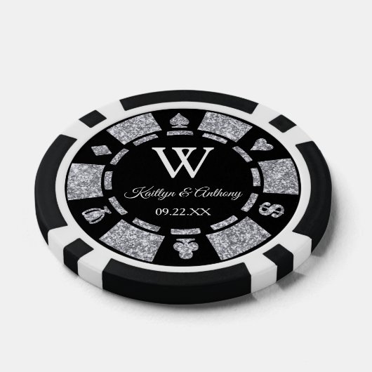 Silver Glitzer Poker Chip Casino Hochzeit (Einzeln)