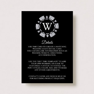 Silver Glitzer Poker Chip Casino Hochzeit Details Begleitkarte