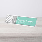 Silver Glitzer Polka Dot Monogram kann die Farbe ä Schreibtischnamensplakette (Vorderseite )