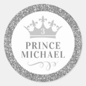 Silver Glitzer Prince Gunst Sticker Label (Vorderseite)