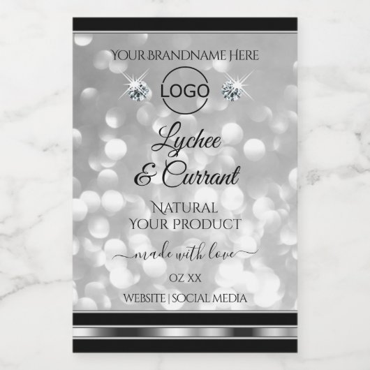 Silver Glitzer Product Label Sparkards Logo Lebensmitteletikett (Einzelnes Label)