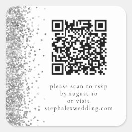 Silver Glitzer QR-Code für UAWG Wedding Quadratischer Aufkleber
