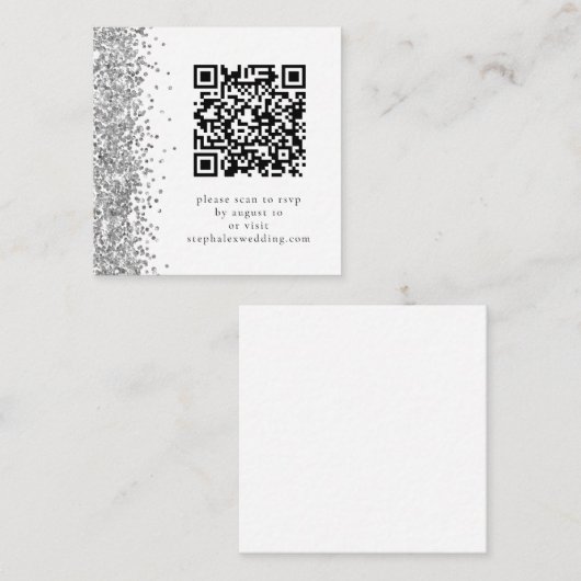 Silver Glitzer QR Code UAWG Wedding Begleitkarte (Vorne/Hinten)