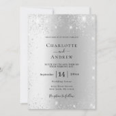 Silver Glitzer QR UAWG Details Luxushochzeit Einladung (Vorderseite)