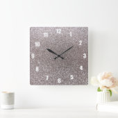 Silver Glitzer Quadratische Wanduhr (Zuhause)