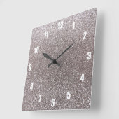 Silver Glitzer Quadratische Wanduhr (Winkel)