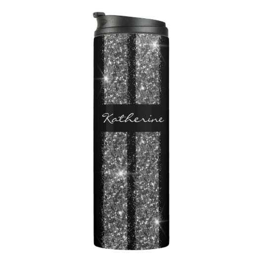 Silver Glitzer Race Strike Personalisierte Travel Thermosbecher (Nach rechts gedreht)