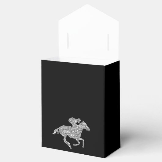 Silver Glitzer Racehorse Schwarz-weiße Streifen Geschenkschachtel (Geöffnet)
