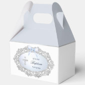 Silver Glitzer Rahmen Blue Bow Taufe Big Gable Geschenkschachtel (Vorderseite)