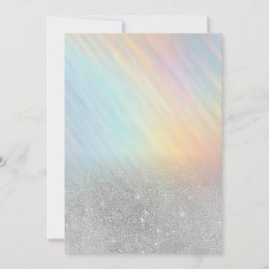 Silver Glitzer Rainbow Holographic Wedding Einladung (Rückseite)