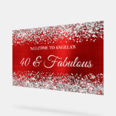 Silver Glitzer Red 40 & Fabulous Geburtstag Willko Acrylschild (Winkel)