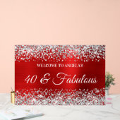 Silver Glitzer Red 40 & Fabulous Geburtstag Willko Acrylschild (Hochzeit)