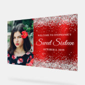 Silver Glitzer Red Foil 16 . Geburtstag Willkommen Acrylschild (Winkel)