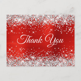 Silver Glitzer Red Foil 21. Geburtstag Vielen Dank Postkarte