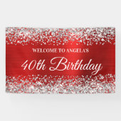Silver Glitzer Red Foil 40. Geburtstag Willkommen Banner (Horizontal)