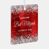 Silver Glitzer Red Foil Bat Mitzvah Ornament Aus Metall (Vorderseite Rechts)
