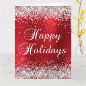 Silver Glitzer Red Foil Big Happy Holidays Karte (Gelbe Blume)