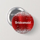 Silver Glitzer Red Foil Bridesmaid Button (Vorne & Hinten)