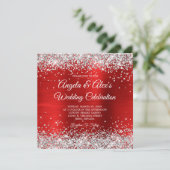 Silver Glitzer Red Foil Elegante Hochzeit Einladung (Stehend Vorderseite)