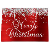 Silver Glitzer Red Foil Extravagant Frohe Weihnach Große Geschenktüte (Vorderseite)