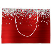 Silver Glitzer Red Foil Extravagant Frohe Weihnach Große Geschenktüte (Rückseite)