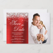 Silver Glitzer Red Foil Foto Save The Date (Vorderseite)
