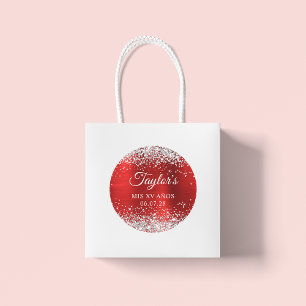 Silver Glitzer Red Foil Mis XV Anos Birthday Runder Aufkleber