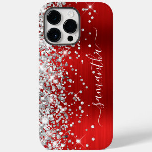 Silver Glitzer Red Foil Modern Girl Signature Case-Mate iPhone 14 Pro Max Hülle
