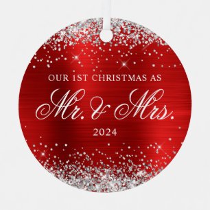 Silver Glitzer Red Foil Unser 1. Weihnachtsfest Fo Ornament Aus Metall