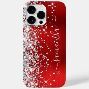 Silver Glitzer Red Glam Girly Signature Case-Mate iPhone 14 Pro Max Hülle