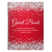 Silver Glitzer Red Glam Gradient Abschluss Guest Notizblock (Vorderseite)