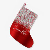 Silver Glitzer Red Glam Name Kleiner Weihnachtsstrumpf (Vorderansicht (hängend))