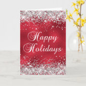 Silver Glitzer Red Glass Foil Happy Holidays Karte (Gelbe Blume)