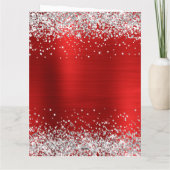 Silver Glitzer Red Happy Jubiläum Karte (Rückseite)