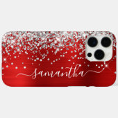 Silver Glitzer Red Metallic Girly Signature Case-Mate iPhone Hülle (Rückseite (Horizontal))