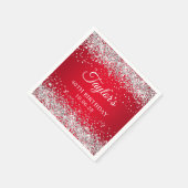 Silver Glitzer Red Ombre 40. Geburtstag Serviette (Ecke)