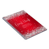 Silver Glitzer Red Ombre 40th Birthday Guest Notizblock (Rechte Seite)