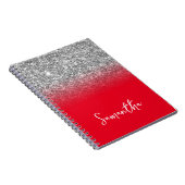 Silver Glitzer Red Ombre Name Notizblock (Rechte Seite)