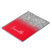 Silver Glitzer Red Ombre Name Notizblock (Linke Seite)