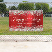 Silver Glitzer Red Personalisiert Happy Holidays Banner (Insitu)