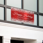 Silver Glitzer Red Personalisiert Happy Holidays Banner (Äußeres Gebäude)