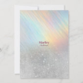 Silver Glitzer Regenbogen holografisches Brautpart Einladung (Rückseite)